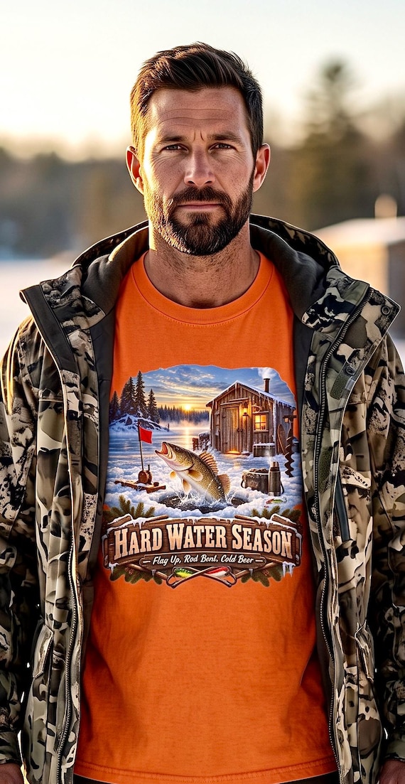 Hard Water Season Ice Fishing Tee walleye shanty product photo