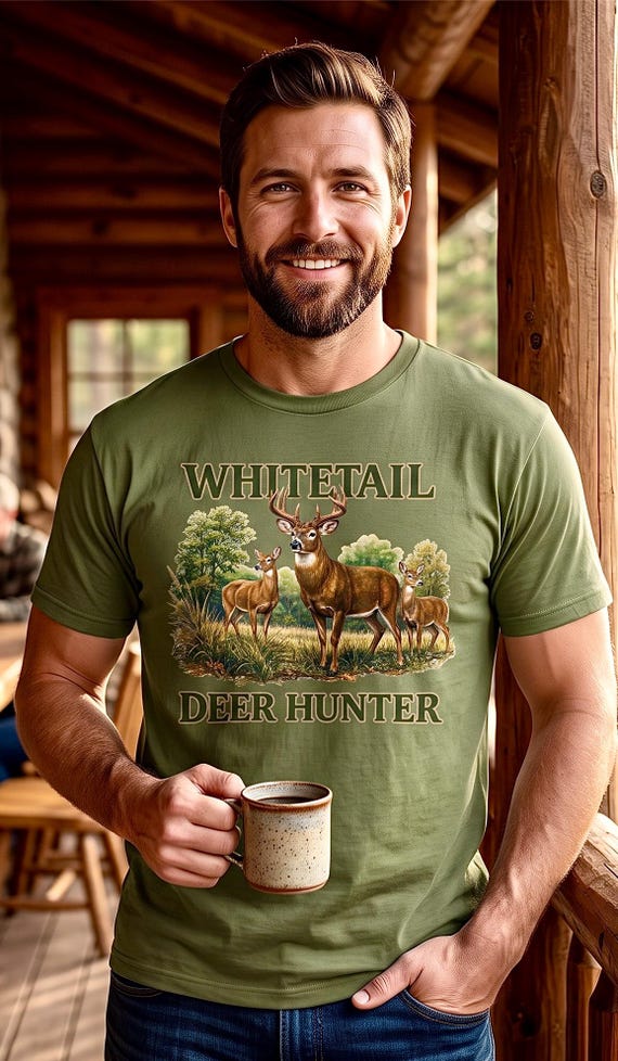 Whitetail Deer Hunter Shirt, Buck Hunting Graphic Tee additional view 3