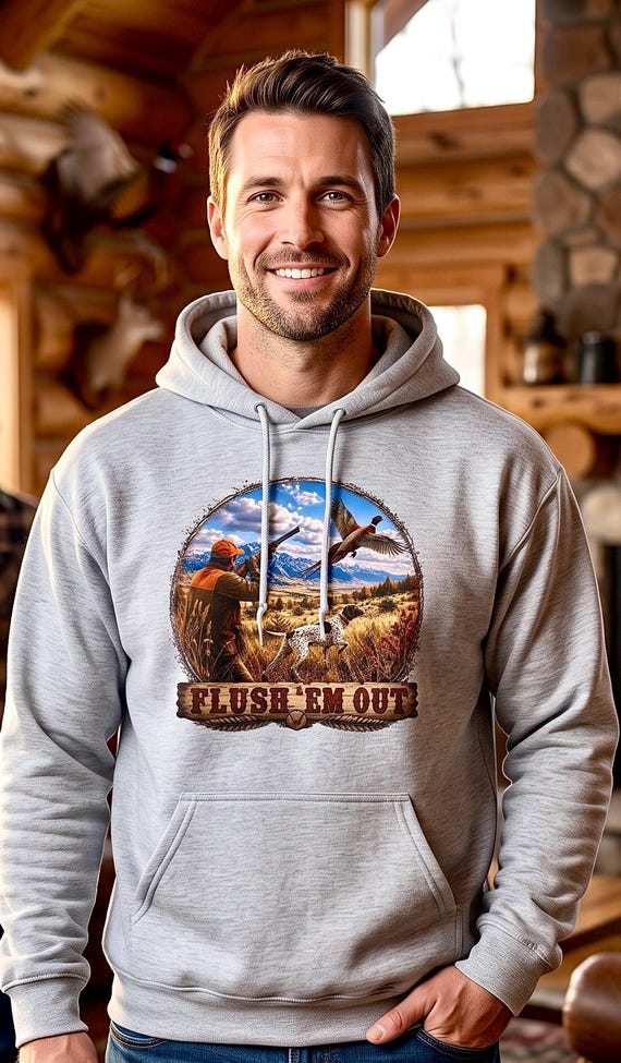 Pheasant Hunting Hoodie, Upland Bird Hunter Sweatshirt additional view 5