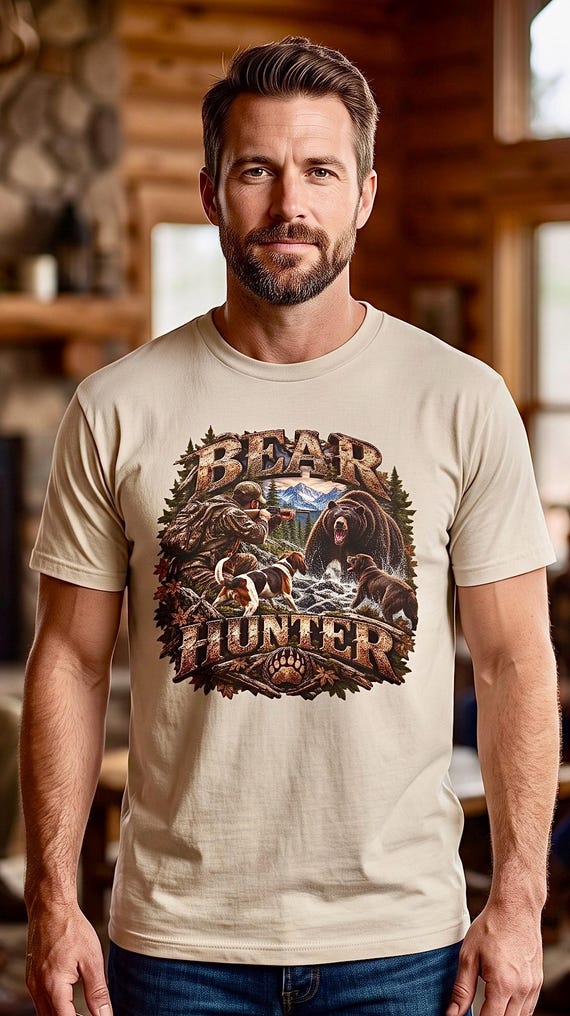 Bear Hunter Shirt, Black Bear Hunting Graphic Tee additional view 6