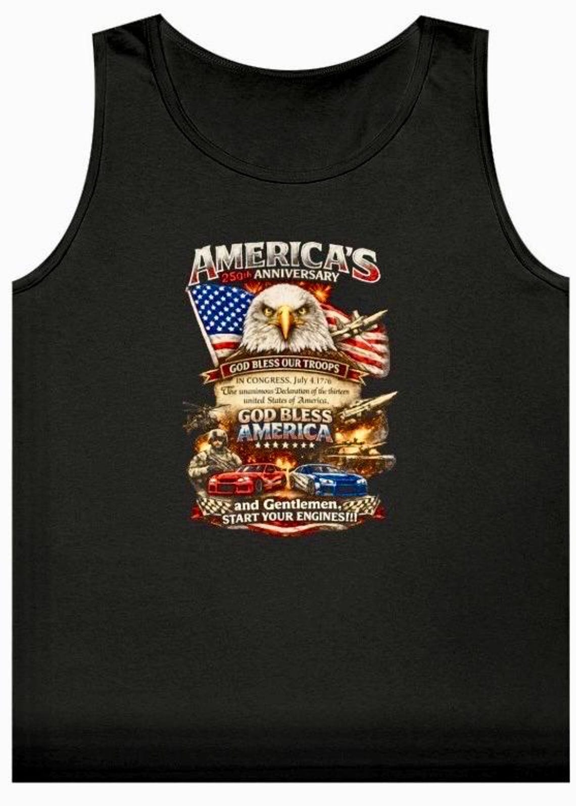America 250th Anniversary Eagle Tank Top, Patriotic God Bless America Shirt product photo
