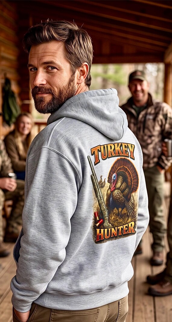 Turkey Hunter Hoodie, Wild Turkey Hunting Back Print Sweatshirt, Gobbler Hunter Gift for Dad Mom, Hunting Birthday Christmas Gift additional view 5