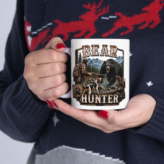 Bear Hunter Mug, Black Bear Hunting Coffee Cup additional view 3