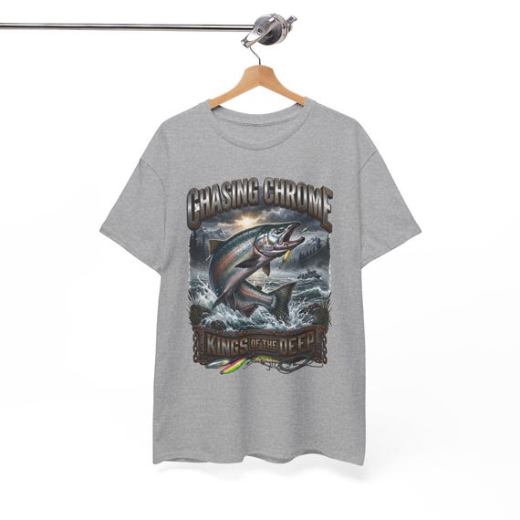 Salmon Chasing Chrome Kings Of The Deep Tee king salmon fishing shirt additional view 8