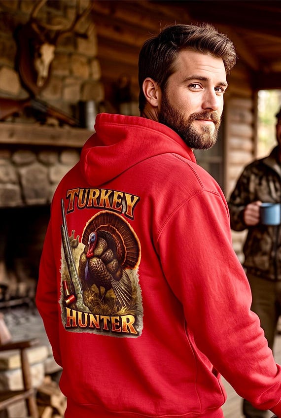 Turkey Hunter Hoodie, Wild Turkey Hunting Back Print Sweatshirt, Gobbler Hunter Gift for Dad Mom, Hunting Birthday Christmas Gift additional view 8