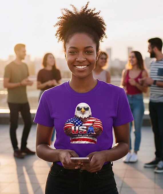 Patriotic Bald Eagle USA 250th Shirt, Est 1776 American Flag Graphic Tee additional view 9
