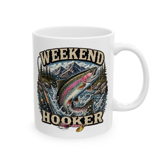 Funny Fishing Mug for Men, Rainbow Trout Fly Fishing Coffee Cup additional view 6