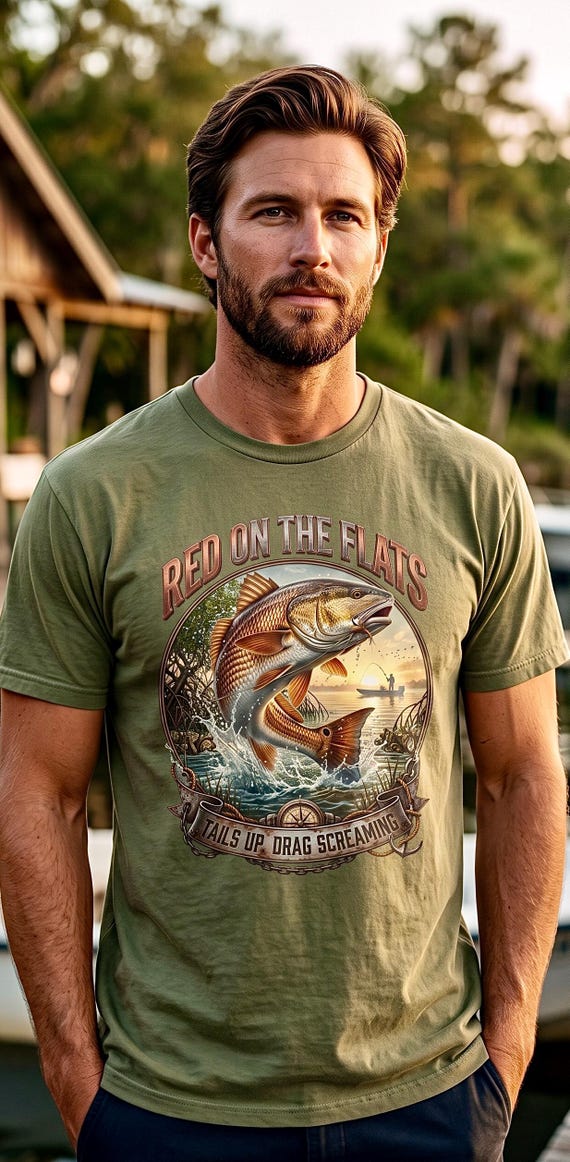Red On The Flats Redfish Fishing Tee inshore saltwater angler shirt additional view 7