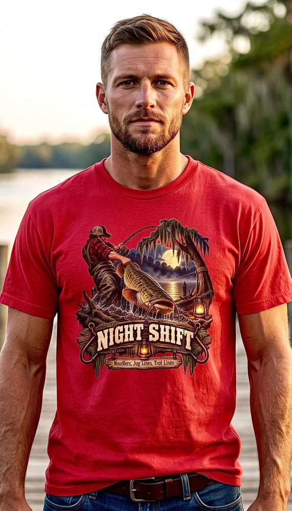 Night Shift Catfishing Tee noodler jug line trotline additional view 6
