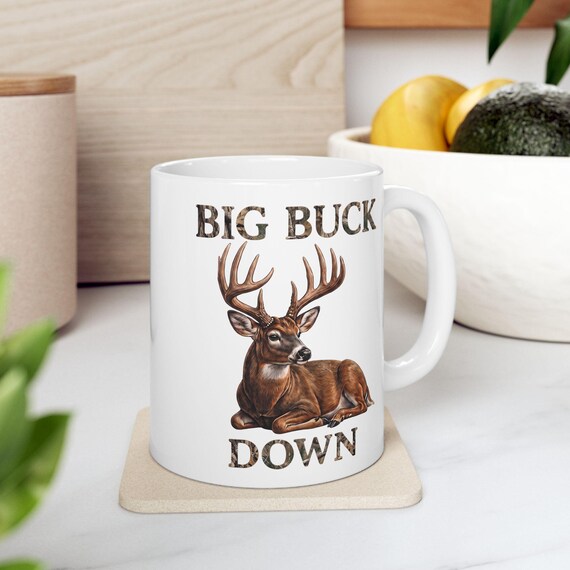 Big Buck Down Mug, Whitetail Deer Hunter Coffee Cup additional view 2