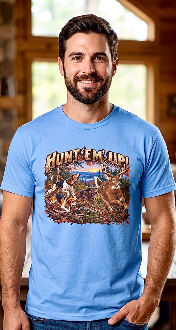 Hunt Em Up Deer Dog Hunting Tee beagle whitetail chase additional view 7