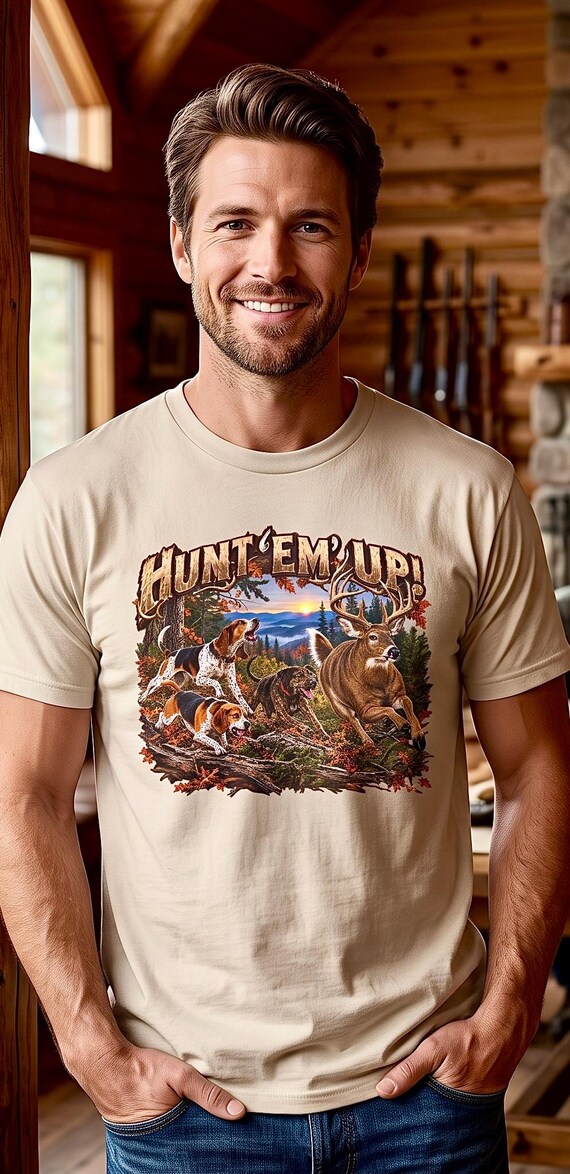 Hunt Em Up Deer Dog Hunting Tee beagle whitetail chase additional view 5