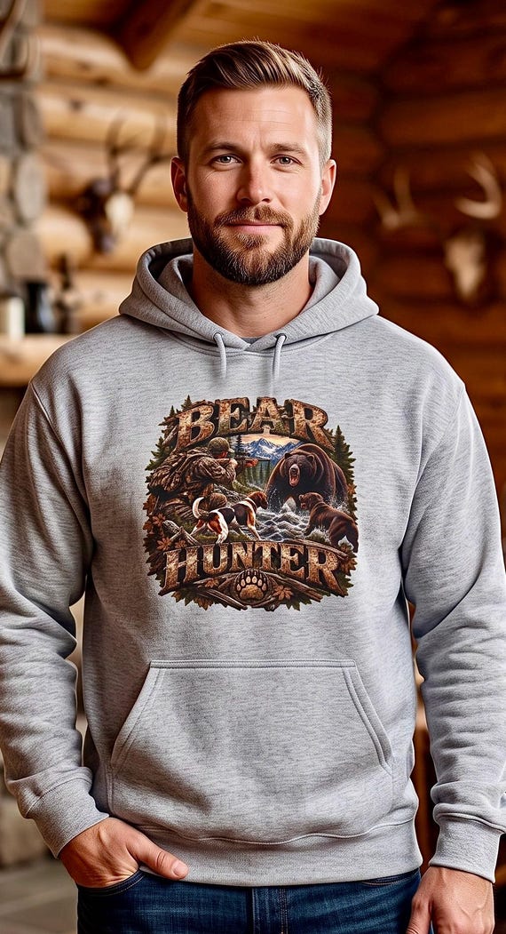 Bear Hunter Hoodie, Black Bear Hunting Sweatshirt additional view 5