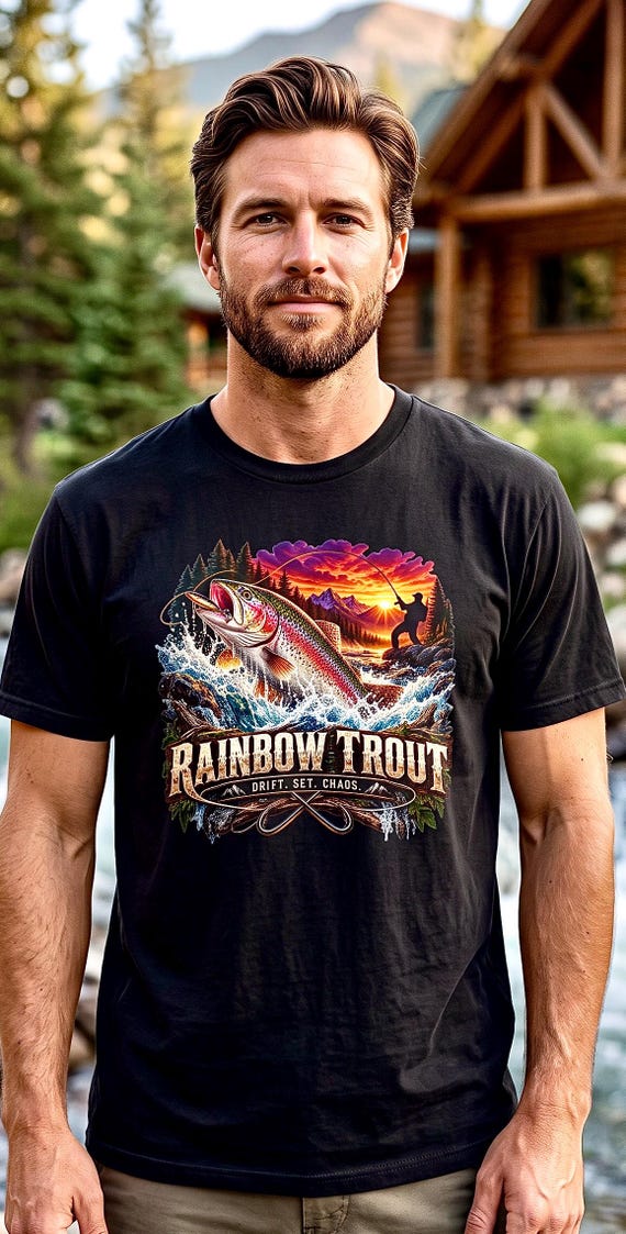 Rainbow Trout Drift Set Chaos Tee river trout fishing shirt additional view 3