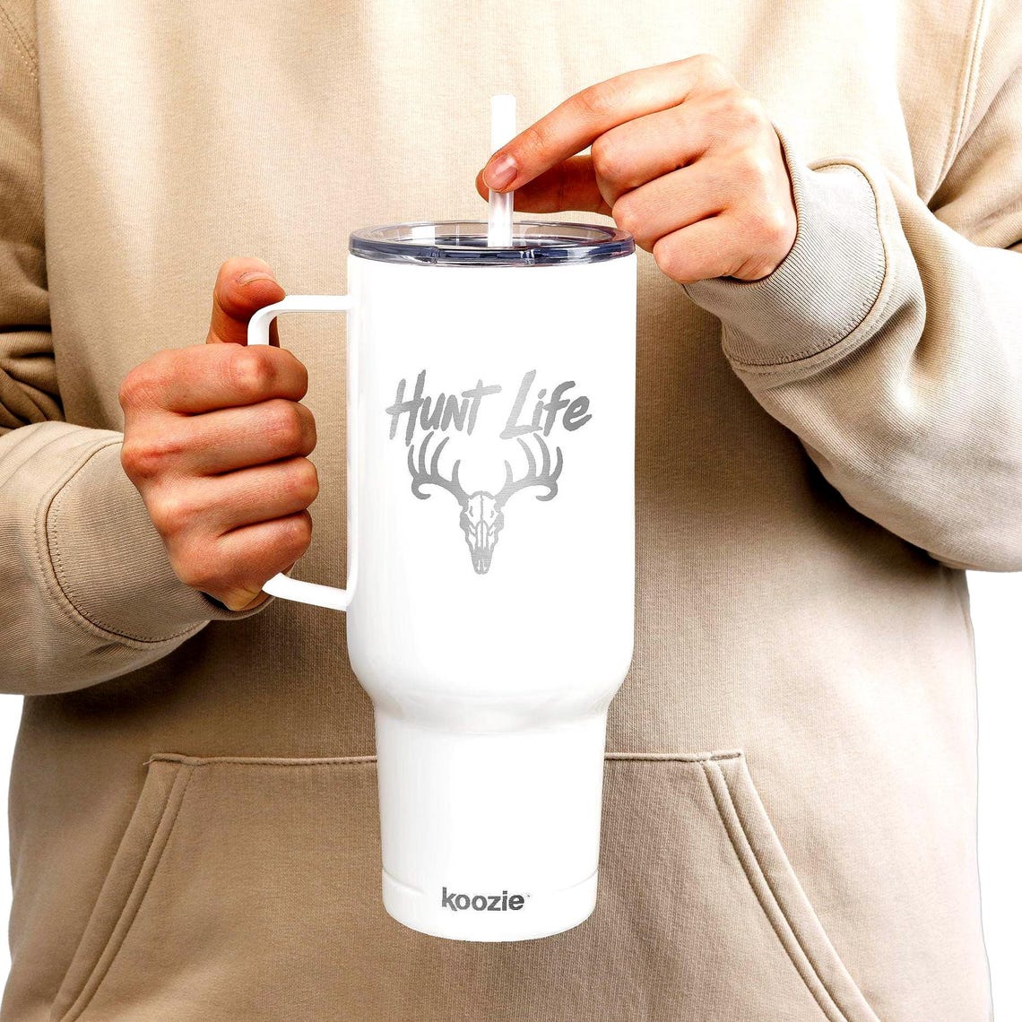 Whitetail Hunt Life Engraved Insulated Tumbler, 40oz Travel Mug product photo