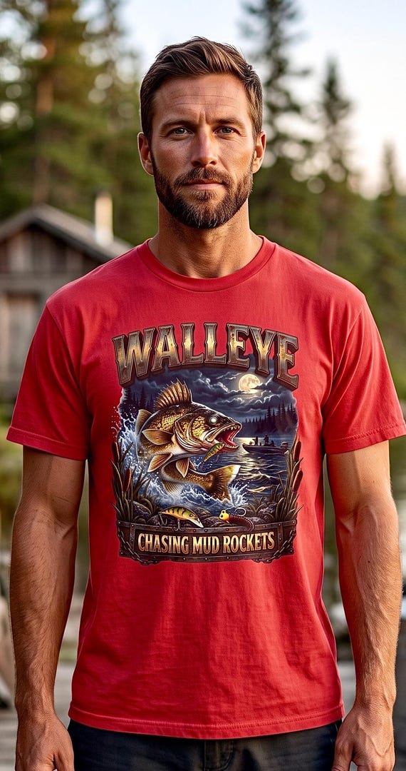 Walleye Chasing Mud Rockets Tee night walleye fishing shirt additional view 9