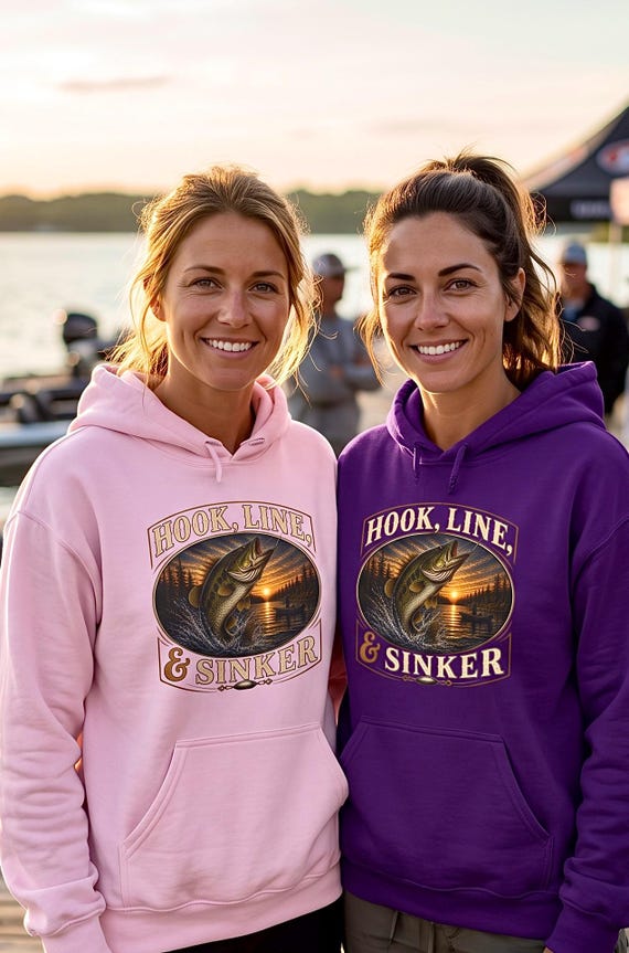 Bass Fishing Hoodie, Hook Line and Sinker Lake Sunset Sweatshirt, Trophy Bass Fisherman Gift for Dad Mom, Fishing Birthday Christmas Gift additional view 9