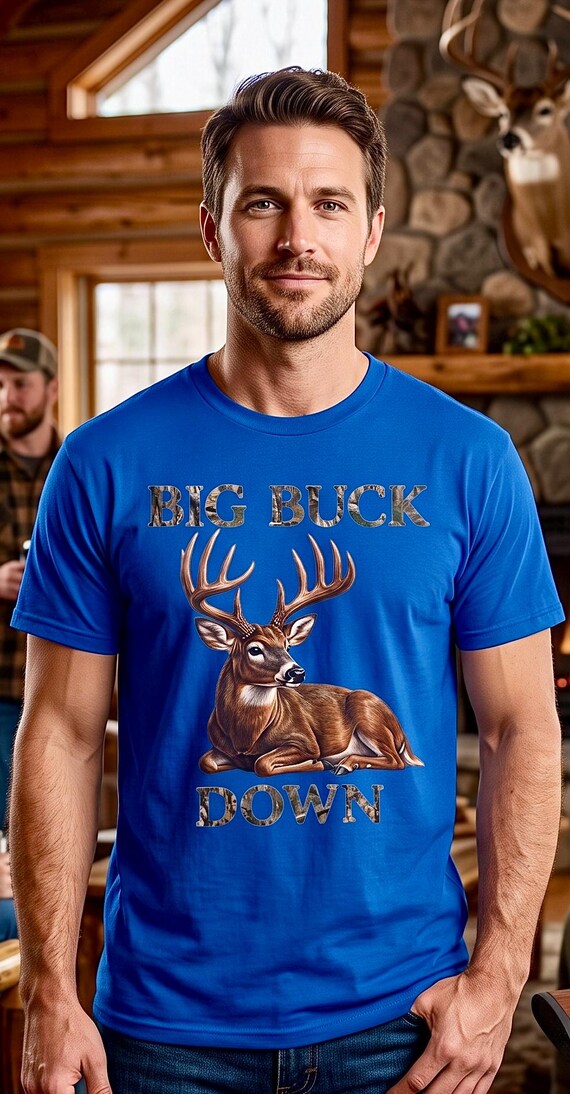 Big Buck Down Shirt, Whitetail Deer Hunter Tee additional view 7