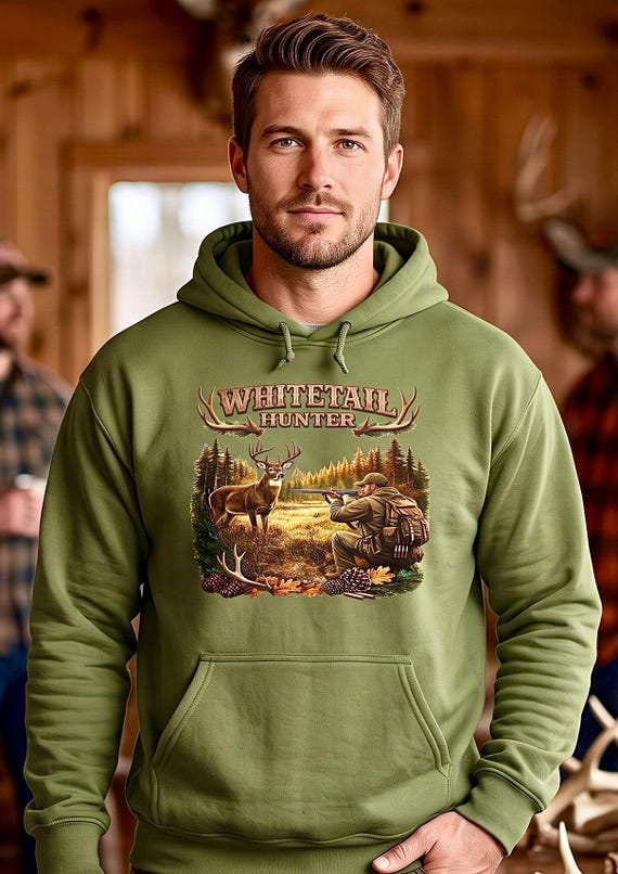Whitetail Hunter Hoodie, Deer Buck Hunting Sweatshirt additional view 3