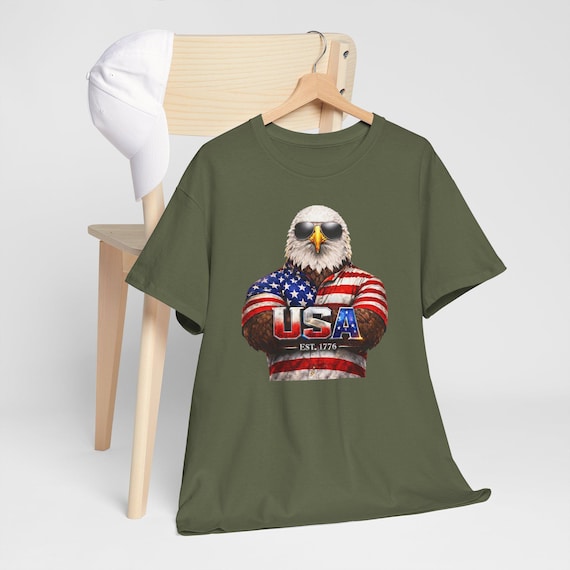 Patriotic Bald Eagle USA 250th Shirt, Est 1776 American Flag Graphic Tee additional view 6