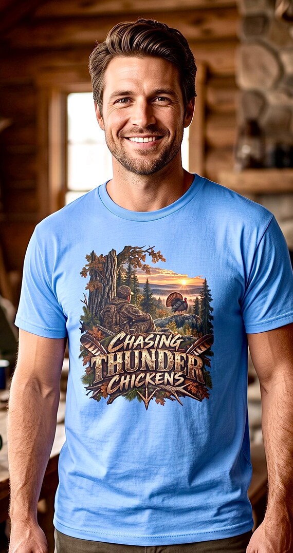 Chasing Thunder Chickens Turkey Hunter Shirt additional view 7