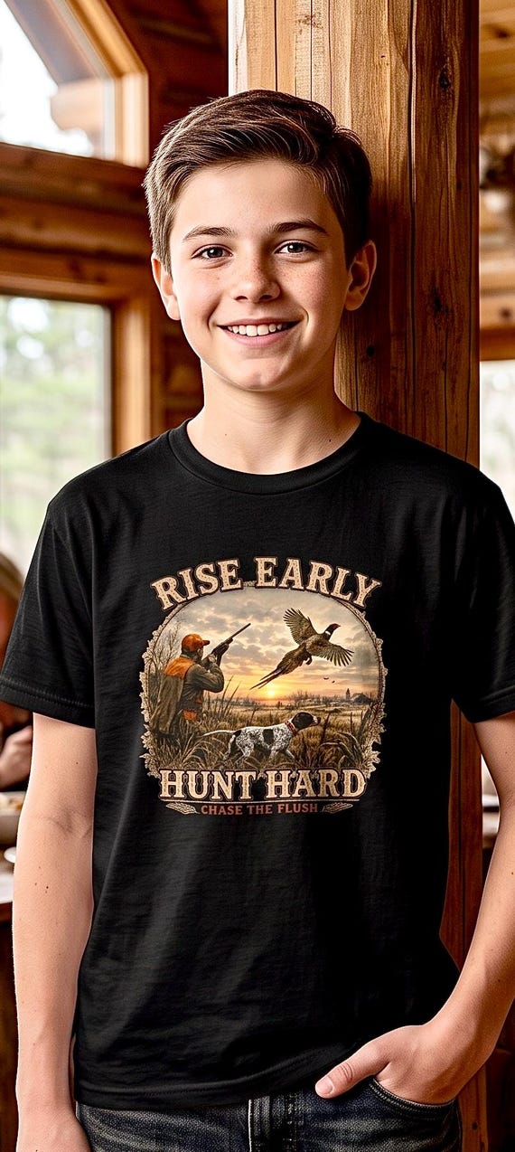 Rise Early Hunt Hard Kids Shirt pheasant hunting additional view 3