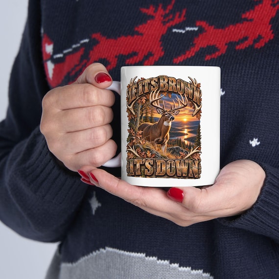 If It's Brown It's Down Whitetail Hunter Mug whitetail deer coffee cup additional view 8