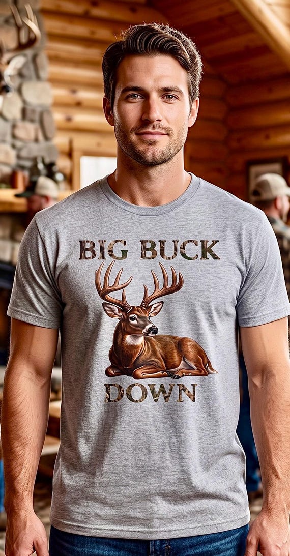 Big Buck Down Shirt, Whitetail Deer Hunter Tee additional view 4