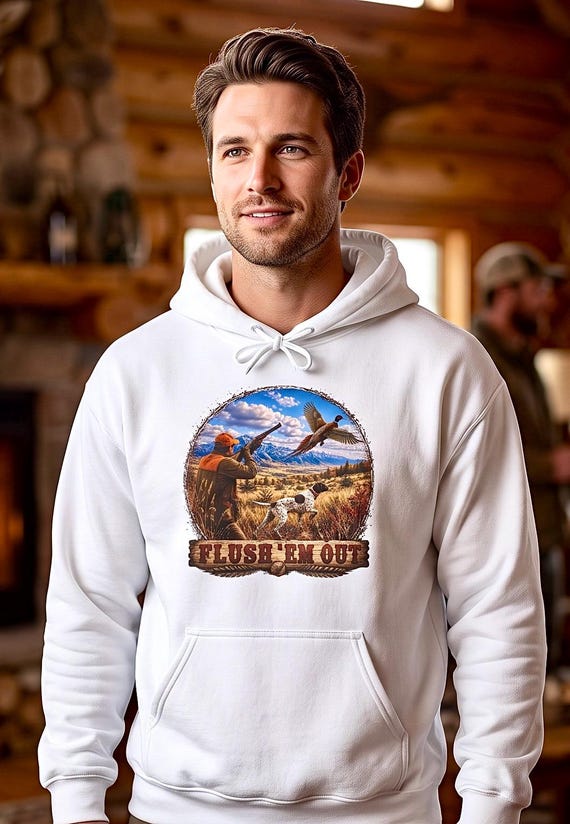 Pheasant Hunting Hoodie, Upland Bird Hunter Sweatshirt additional view 4