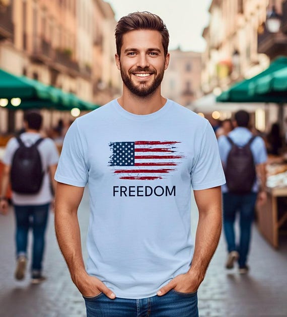 Freedom American Flag Shirt, Distressed Patriotic Tee, 4th of July Gift additional view 6