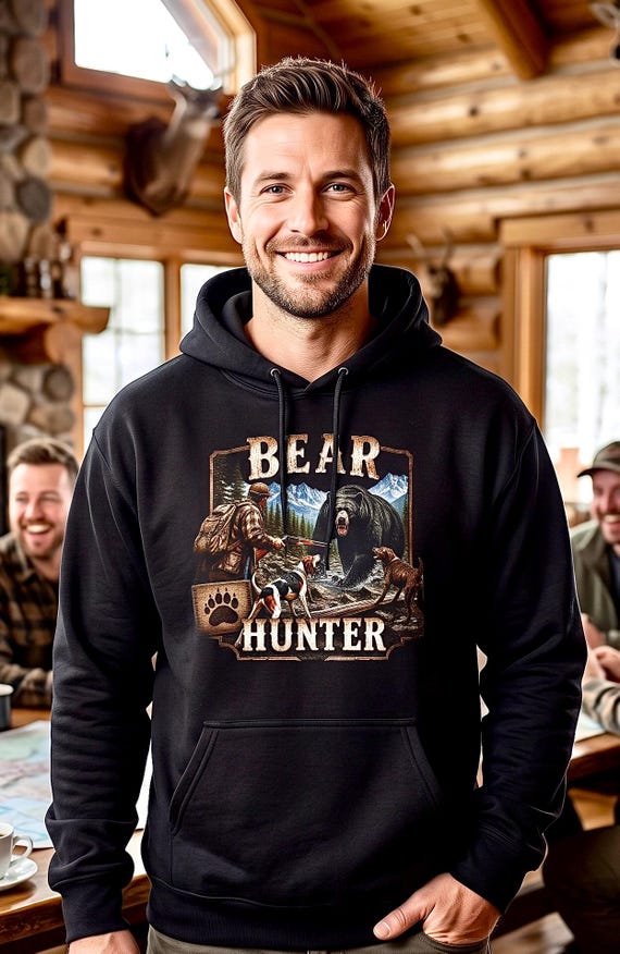 Bear Hunter Hoodie, Black Bear Hunting Sweatshirt additional view 6