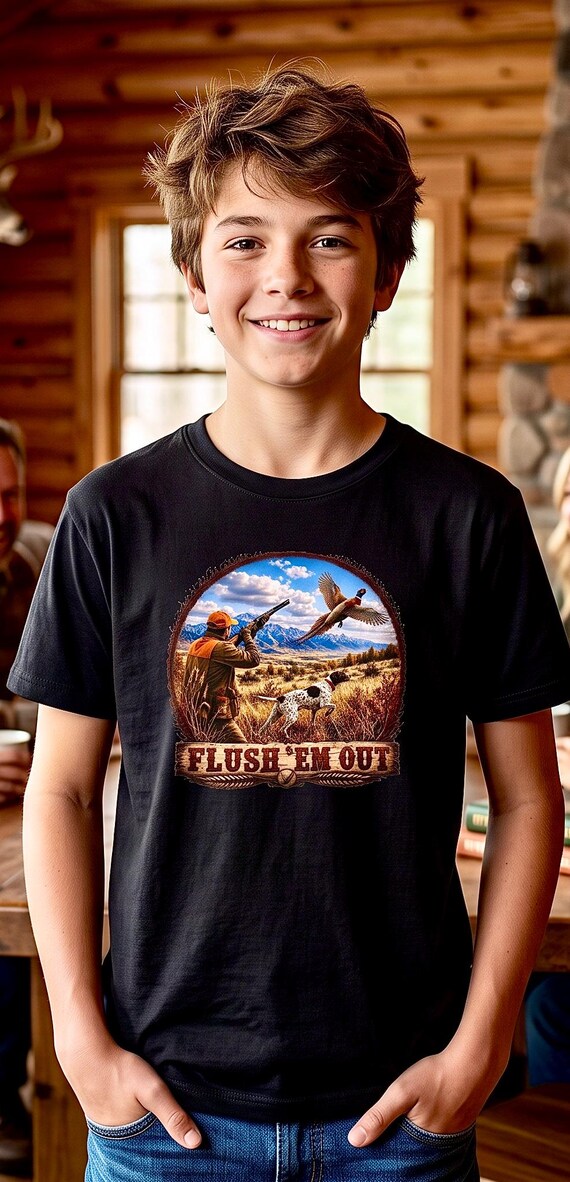 Flush Em Out Kids Shirt pheasant hunting additional view 4