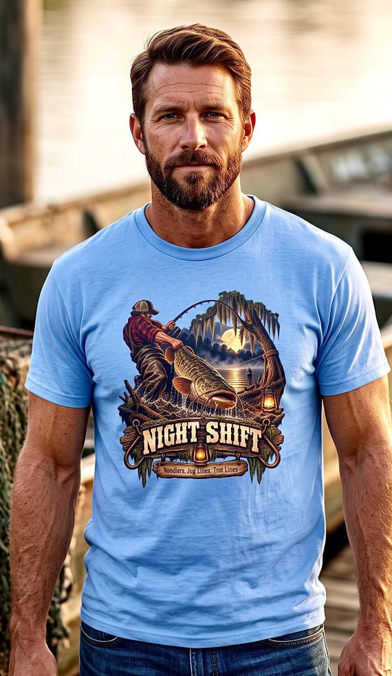 Night Shift Catfishing Tee noodler jug line trotline additional view 5