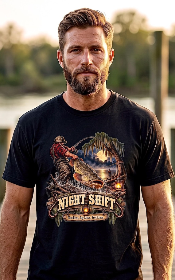 Night Shift Catfishing Tee noodler jug line trotline additional view 3