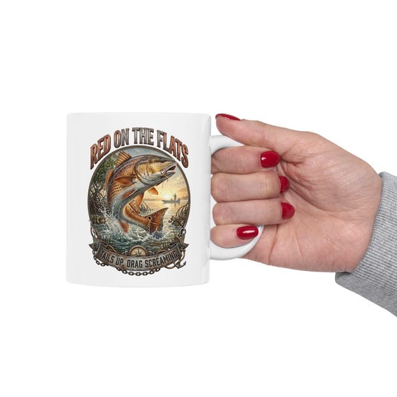 Redfish Red On The Flats Mug inshore saltwater angler coffee cup additional view 9