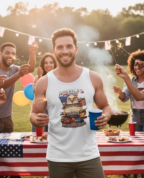 America 250th Anniversary Eagle Tank Top, Patriotic God Bless America Shirt additional view 3