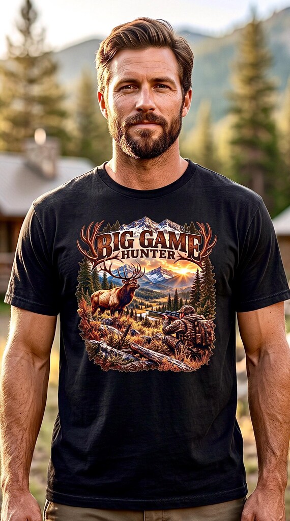 Elk Hunting Shirt, Big Game Hunter Graphic Tee additional view 3