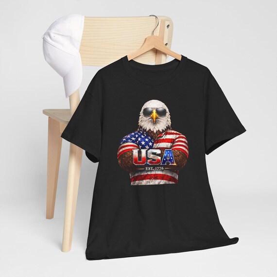 Patriotic Bald Eagle USA 250th Shirt, Est 1776 American Flag Graphic Tee additional view 2