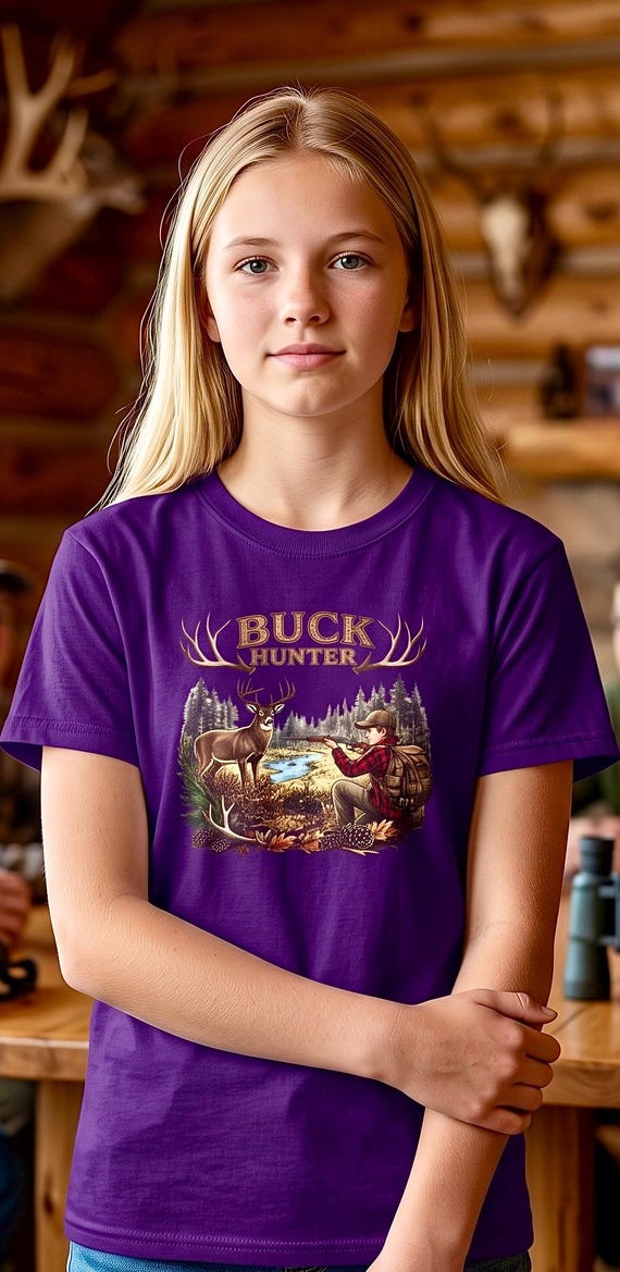 Youth Buck Hunter Shirt, Kids Deer Hunting Graphic Tee additional view 9