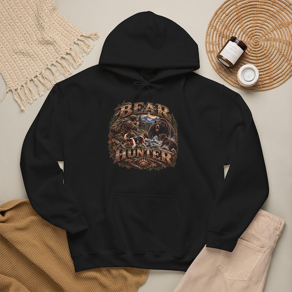 Bear Hunter Hoodie, Black Bear Hunting Sweatshirt additional view 2