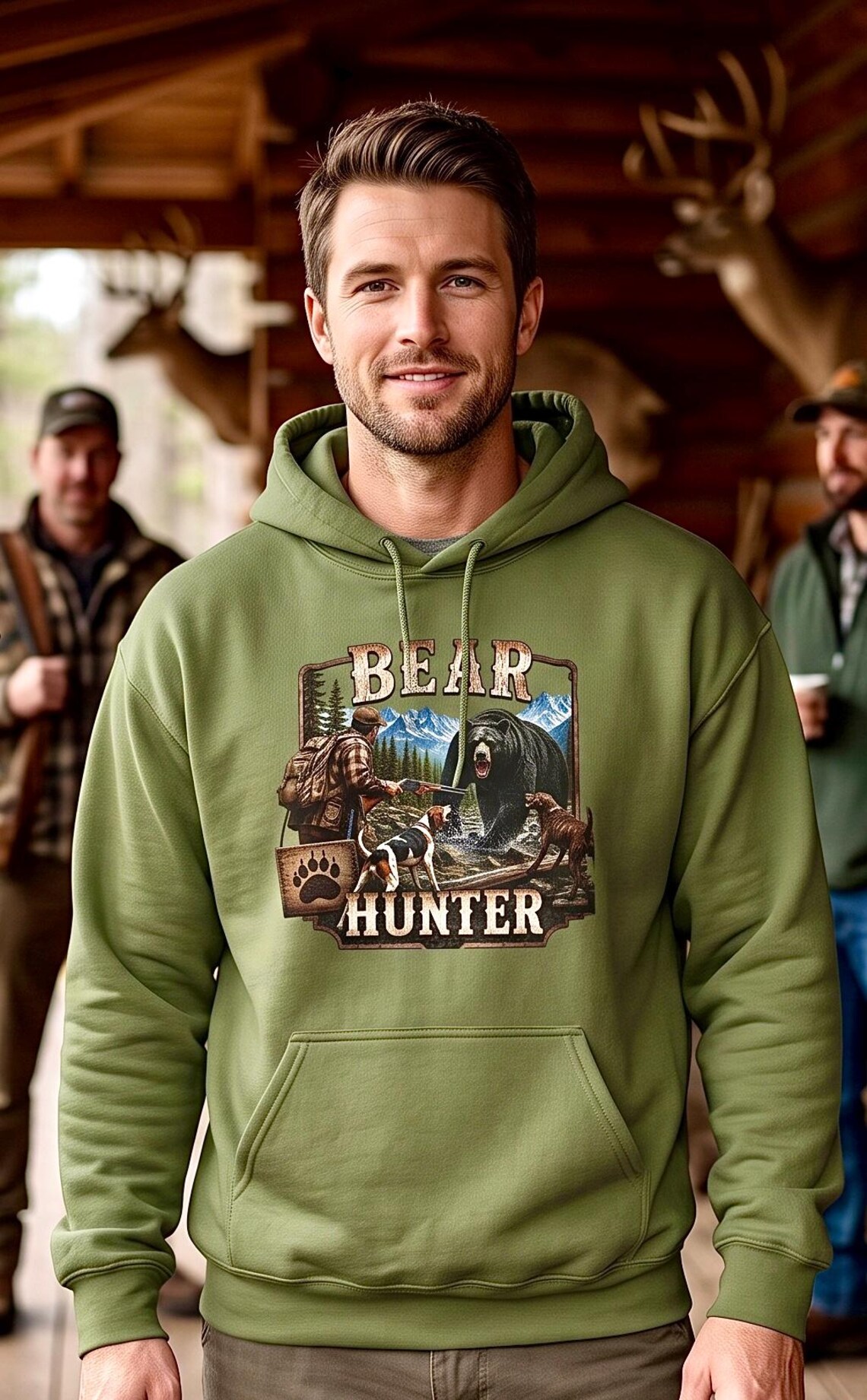 Bear Hunter Hoodie, Black Bear Hunting Sweatshirt product photo