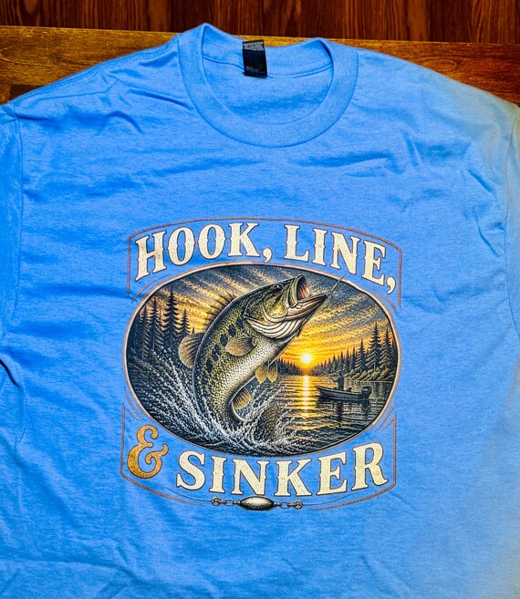 Largemouth Bass Fishing Graphic TShirt, Hook Line and Sinker Shirt additional view 3