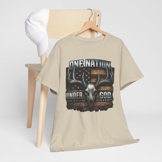 Whitetail American Flag One Nation Under God Shirt additional view 7