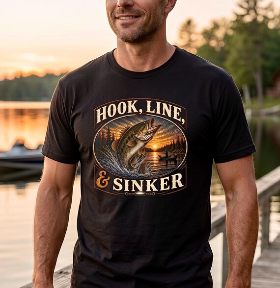 Largemouth Bass Fishing Graphic TShirt, Hook Line and Sinker Shirt additional view 5