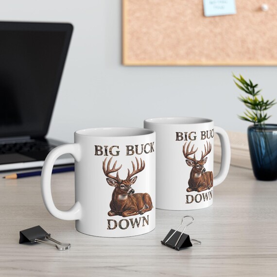 Big Buck Down Mug, Whitetail Deer Hunter Coffee Cup additional view 4