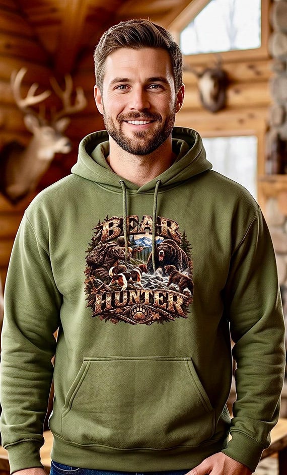 Bear Hunter Hoodie, Black Bear Hunting Sweatshirt additional view 9