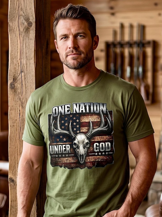 Whitetail American Flag One Nation Under God Shirt product photo
