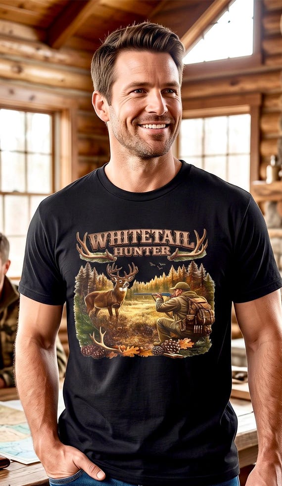 Whitetail Hunter Shirt, Whitetail Deer Hunting Graphic Tee additional view 10