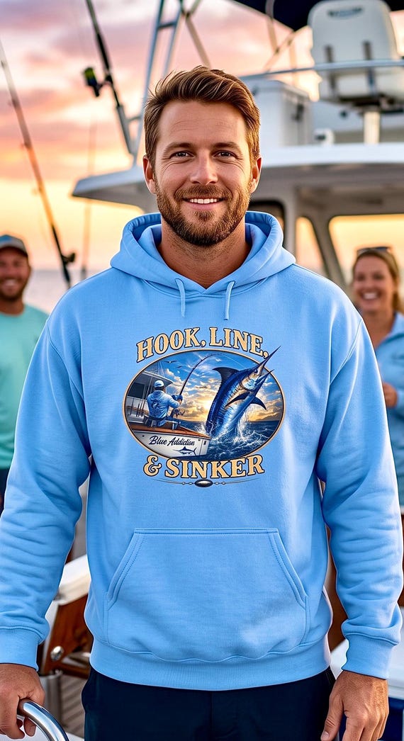 Marlin Fishing Hoodie, Deep Sea Sportfishing Sweatshirt additional view 3