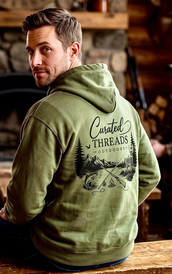 Curated Threads Outdoors Hoodie, Mountain Fishing Hunting Sweatshirt additional view 4